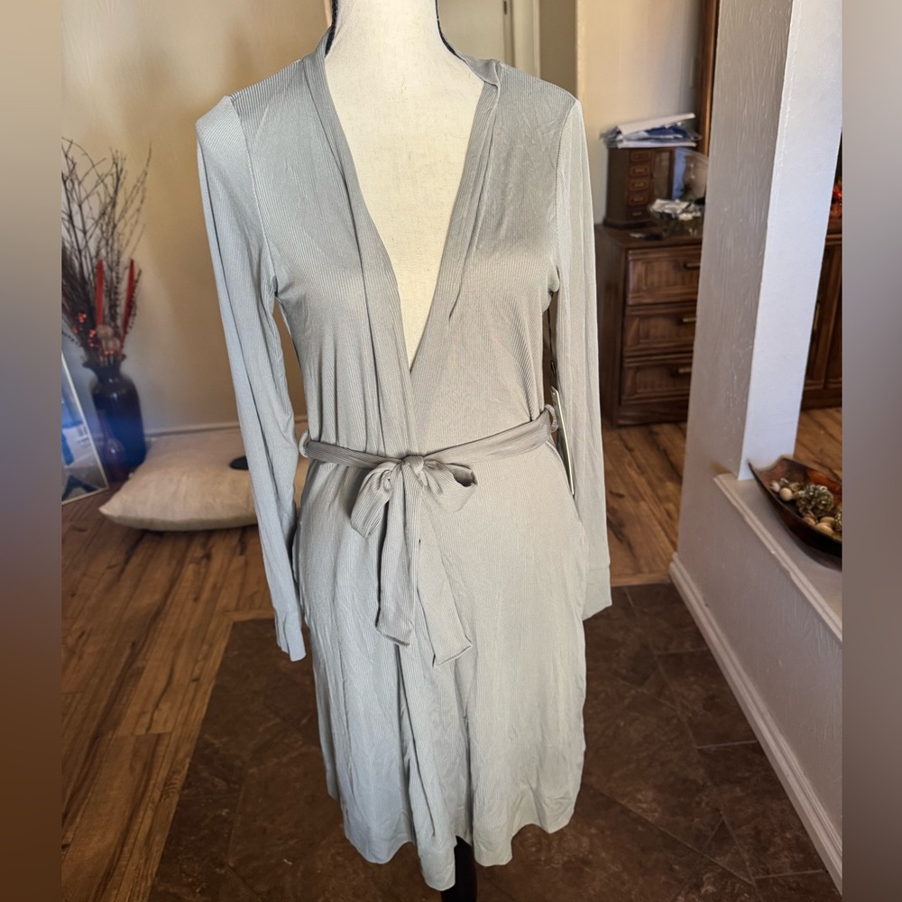 Nicole Miller Silver Long Sleeve Wrap Dress